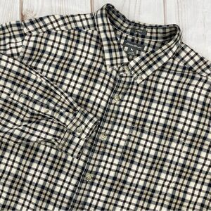 Eddie Bauer Relaxed Fit Long Sleeve Button Up Shirt Black/Tan Plaid Sz 2XL